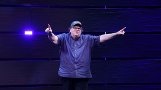 Michael Moore and Mark Ruffalo took a Broadway audience out to protest Trump Tower tonight